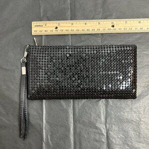 Women's black‎ beaded clutch bag with a zipper closure and a fabric - used once
